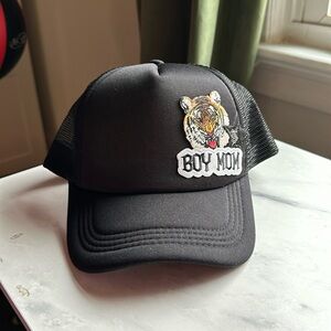 Boy Mom Black Trucker Hat with Patches
